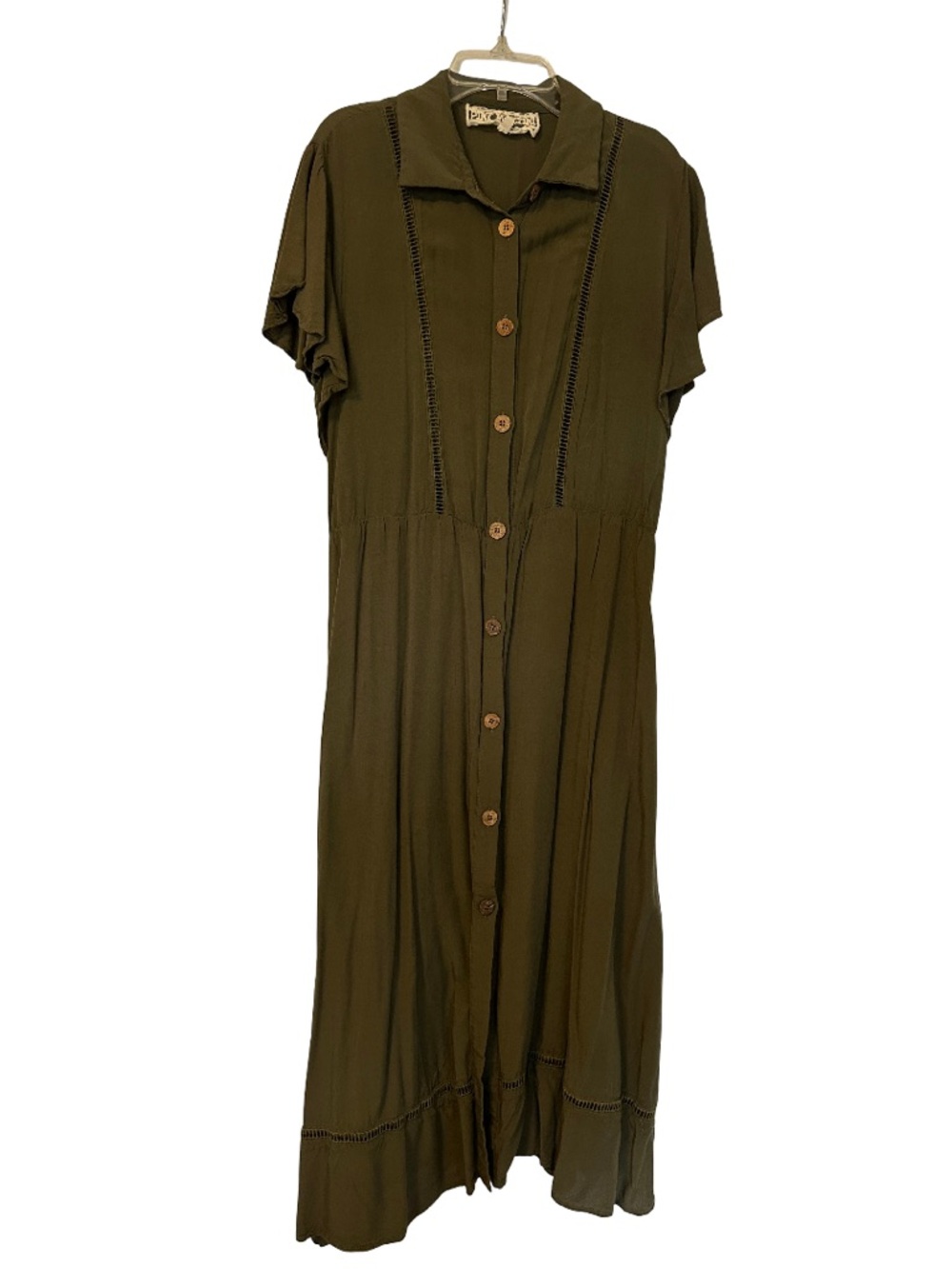 Button-Front Olive Green Summer Dress
